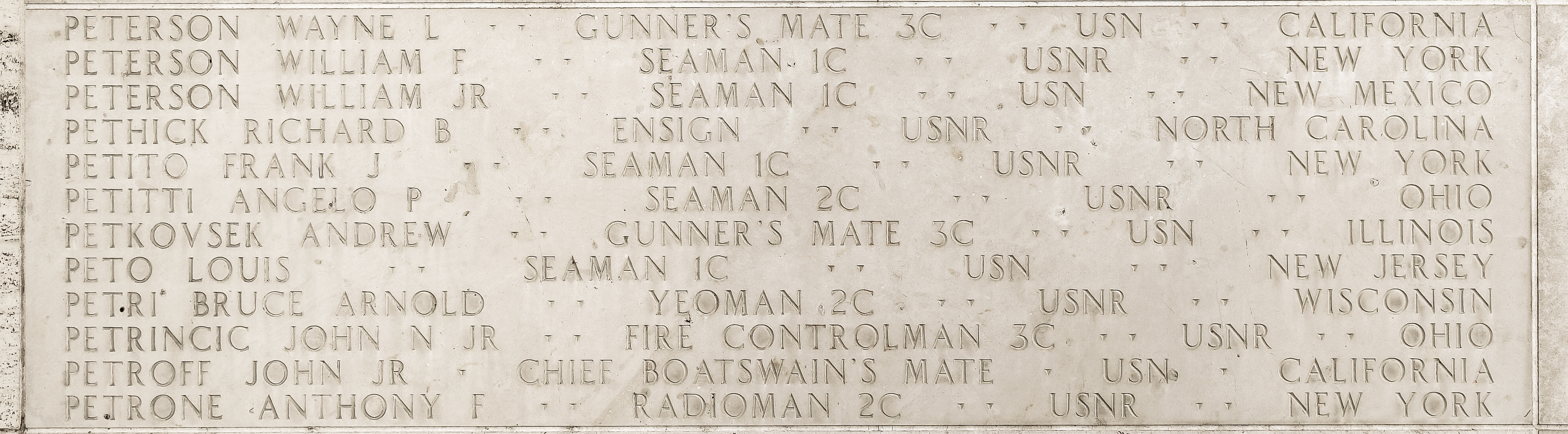 Anthony F. Petrone, Radioman Second Class